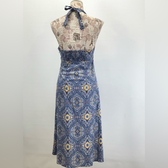TOMMY HILFIGER Blue and Yellow paisley Backless Dress size 4 - Picture 9 of 14